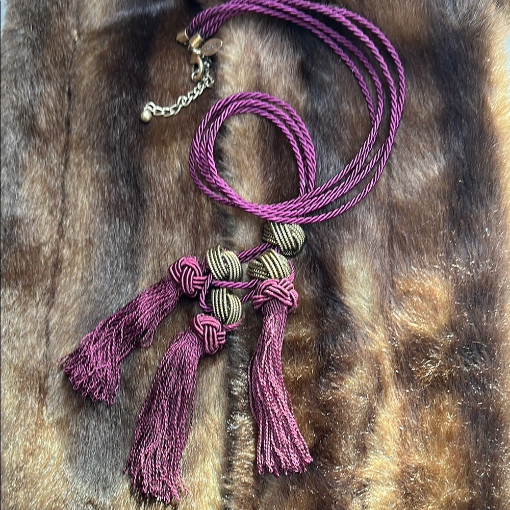 Chico's Purple and Gold Bohemian Necklace with Tassels